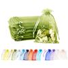 MORAINJAY 100 sacchetti regalo in organza verde militare (9 x 12 cm), sacchetti per gioielli da matrimonio con coulisse, sacchetti a rete per caramelle, per compleanni, matrimoni, Natale e regali