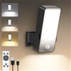 ToyGlee Lampada da esterno con sensore di movimento, batteria da 10000 mAh, con sensore di movimento, per esterni, IP65, impermeabile, 3 modalità, 3000 K-6000 K, lampada da parete senza collegamento di