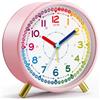 Zonopy - Sveglia per bambini, silenziosa senza ticchettio, orologio analogico per l'apprendimento per principianti scolastici, elegante orologio rotondo in metallo, facile da leggere, a batteria