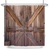 SDOTPMT 122x183cm Tenda da Doccia in Legno - Pavimento Rustico Marrone, Vecchio Legno Duro, Annata Asse Plancia - Bagno Rurale Casale Fienile Porta - Poliestere con Ganci