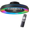 Brilliant Lampada da soffitto Mazzaro 48,5 cm con ventilatore nero metallo/bambù nero 40 W LED integrato