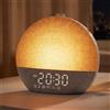 Honestself Sveglia Luminosa Simulazione dell'Alba e del Tramonto, Lampada da Comodino Bluetooth, 30 Suoni Rumore Bianco, 17 Colori Luce Notturna, 20 Livelli di Luminosità, Timer e Snooze per Bambini e Adulti
