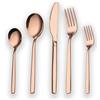 Berglander 30 pezzi in titanio placcato oro rosa set di posate, 30 pezzi ottone set di posate, argenteria colore, servizio per 6 (rame lucido)