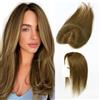 Unipearl - Parrucche con capelli umani 100% per donne con capelli sottili, marrone chiaro - Fermagli per capelli da infilare per aggiungere volume, base in seta traspirante senza frangia