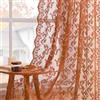 FOLKSIDE Tende in pizzo color ruggine arancione 213 cm, per autunno e autunno, decorazione con zucche, con tasca per bastone, filtranti la luce, stile vintage Battenburg, per camera da letto e soggiorno, 133 x