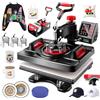 AKEYDIY Heißpresse Druckpressen Pressa a Caldo 8 in 1, Nero/Rosso, 15x12, 8 unità