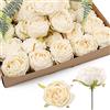 IPOPU 25 teste di fiori artificiali in seta, per decorazione per addio al nubilato, decorazioni per matrimoni, decorazione da parete (bianco sporco)