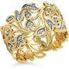 TJC - Anello da donna in argento Sterling placcato oro 14 carati, con diamante bianco, 0,005 ct