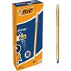 BIC Cristal Shine Gold Penne a Sfera Punta Media (1.00 mm), Inchiostro Blu, Confezione da 20 Penne con Fusto, Color Oro