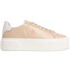 Calvin Klein Donna Sneakers con Suola Alta Lace Up in Pelle, Beige (Crystal Grey), 41