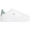 Calvin Klein Donna Sneakers con Suola Alta Lace Up in Pelle, Bianco (Bright White/Arctic), 36