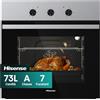 Hisense BI62111AAXB, NUOVO Forno Multifunzione, 3 manopole fisse, cavità 73 litri, 7 funzioni, 3 vetri, 60 cm, Guide telescopiche, classe A, Nero/Inox