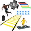 Eirolace Kit Allenamento Calcio Completo, Scala Agilità 6m (12 Gradini), 10 Coni Allenamento, Tappeto Calcio, Paracadute Resistenza, Bande Elastiche e Picchetti, Accessori Calcio Bambino