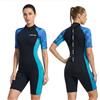 Owntop Muta corta da donna 3/2 mm in neoprene con cerniera posteriore, costume da bagno floreale lusinghiero per snorkeling, surf, vacanze tropicali e nuoto in acqua fredda, foglia blu, XXL