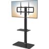 Hemudu Supporto universale per TV da pavimento con supporto girevole a 80 gradi, altezza regolabile e design salvaspazio per la maggior parte dei televisori LCD, LED OLED da 27 a 65 pollici, 2 ripiani