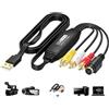 HOSPAOP VHS to Digital Converter USB 2.0 - Video Capture Card 1080P per VHS Digitalizzare, adattatore AV & RCA, VCR DVD a PC, compatibile con Windows Mac OS