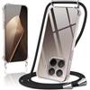 Kilbnom Cover per Xiaomi 15T Pro 5G con Cordino, Trasparente Custodia con Laccio Tracolla Cellulare Girocollo Collana Corda Catena Cinghia, Ultra Morbido Silicone TPU Antiurto Case, Nero