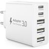 Bamkey Caricabatterie USB C 50W, Presa USB Muro con 5 Porte (2 USB-C PD 20W e 3 USB-A), Caricatore Rapide Multiplo Adattatore USB C Alimentatore per iPhone 17 16 15 14 13, Samsung, Tablet, iPad
