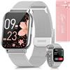 SWGOTA 【Confezione Regalo】Smartwatch Donna, 1.83 HD Orologio Smartwatch con Chiamate Cardiofrequenzimetro SpO2 Sonno Fisiologia Femminile, IP68 Smart Watch 113+Modalità Sportive Calorie iOS Android Argento