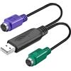 HuaLiSiJi Adattatore PS2 a USB, Maschio a PS/2 Femmina Con Chip Integrato - Non Necessita Driver, Plug and Play (Nero)