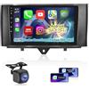 ETLFUCyber [2+64GB] Android Autoradio per Mercedes Benz Smart Fortwo 2011-2015, Autoradio Touchscreen da 9 pollici con Wirelss Carplay e Android Auto, WiFi, GPS, RADIO FM RDS, Telecamera di Retromarcia