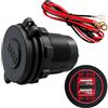 Dujelixa Presa USB per Auto, Dujelixa Dual 5V/2.1A USB rosso Impermeabile 12v Presa, Caricabatteria per auto con fusibile da 60 cm, Adatto per auto a 12V/24V, motociclette, camper, barche, yacht (1 pezzo)