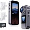 Jadfezy Dual Action Cam con Scheda 32G,Fotocamera Subacquea con due Batterie Ricaricabili da 1350 mAh e Set di Accessori