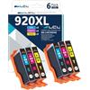 LCL 920XL Cartuccia d'inchiostro compatibile 920XL CD972AE CD973AE CD974AE Sostituzione per HP Officejet 6500 6500Wireless 6000 7000 6500A 6500APlus 7500A (2Ciano 2Magenta 2Giallo, 6-Pack)