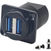 QIANRENON Doppio USB3.0 Pannello Montaggio Adattatore Presa 2 Femmina a Femmina Connettore 5Gbps Ricarica e Trasferimento Dati, Montaggio su Pannello XLR/D-panel