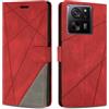 SONWO Cover per Xiaomi 13T PRO, Flip Caso in PU Pelle Case Cover Custodia con Slot per Schede e Supporto Stand per Xiaomi 13T PRO, Rosso
