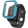 N NEWTOP Cover Pellicola 2in1 Compatibile per Apple Watch Serie 7/8 Custodia Protettiva Vetro Temperato Case Rigida Colorato Scocca Protezione Totale Ultra Sottile HD Soft Corpo Unico (41mm, Azzurro)