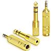 jindaaudio Set di 4 adattatori per cuffie (placcato oro), 1/8 (3,5 mm) e 1/4 (6,35 mm), adattatore stereo (TRS), convertitore jack audio per chitarra, amplificatore, studio, perdita di segnale zero