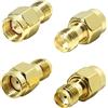 Dewfigs ㅤ 4 Pz Adattatore per Connettore RF, 2 Adattatori Maschio SMA a Femmina RP-SMA e 2 Femmina SMA a Maschio RP-SMA per Antenne e Dispositivi Wi-Fi, Connettori per Drone FPV e Amplificatori di Segnale