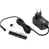 Poppstar Alimentatore Universale Regolabile CA CC 3V 4,5V 5V 6V 7,5V 9V 12V - 1A (1000mA max.) con 8 Connettori a Spina CC