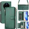 MOJIA Cover per Honor Magic7 PRO/Magic 7 PRO, Custodia Portafoglio in Pelle PU con Tracolla e Cinturino da Polso, Porta Carte Multifunzionale. Green