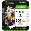 APEXCOLOR 301XL Cartucce di ricambio per HP 301 XL Nero e Colore per HP 301XL Inchiostro per DeskJet 1000 1050 2050 2510 Envy 4500 4502 5530 OfficeJet 2620 4630 4632