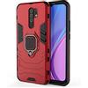 MaiJin Compatibile con Xiaomi Mi Redmi 9 Cover, Custodia Armor Anello Cavalletto (Funziona con il Supporto Magnetico per Auto) Case Paraurti (Rosso)