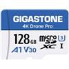GIGASTONE Scheda Micro SD 128 GB, 4K Drone Pro, MicroSDXC per Wyze Cam, Telecamera di sicurezza, Drone DJI o Action Cam, Registrazione video 4K, UHS-I U3 A1 V30, 100 MB/s, con adattatore