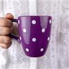 City to Cottage® Tazza da 300ml con Manico Grande | Tazzina da Caffè, Cappuccino, Cioccolata Calda e Tè | Realizzata e Dipinta a Mano in Ceramica | Fantasia a Pois Viola e Bianco | Idea Regalo
