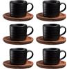 Bluweet Set di tazze da cappuccino, 6 x 140 ml, servizio da caffè in gres porcellanato, set da 12 pezzi, per 6 persone, tazze con piattino, set di tazze da caffè, elegante include cucchiaino da caffè, vintage