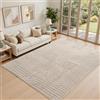 Topfinel Tappeto da Soggiorno Moderno Taupe 200x290 cm, Lavabile, Pelo Corto, Grande, Morbido, Soffice, Antiscivolo, Effetto Onda 3D, Effetto Pelliccia Durevole, per Camera da Letto, Sala da Pranzo