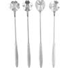 HERCHR Set di 4 cucchiai da caffè, set di cucchiai da tè di fiori Cucchiai da caffè espresso per caffè, dessert, tè, antipasto, 7,1 pollici(D'argento)