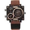JewelryWe Orologio da Polso Grande Punky Militare Sport per Uomo, Dual Time, Cinturino in Tessuto,Retro Vintage Gotico Quadrantini