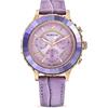Swarovski Octea Lux Chrono Orologio, con CristalliSwarovski e Cinturino in Pelle, Placcato in Tonalità Oro Rosa, Meccanismo al Quarzo, Viola