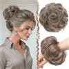 FESHFEN Chignon Finto per Capelli, Elastici Chignon Finti Sintetica Ondulato Capelli Naturale Coda di Cavallo Posticci per Capelli Spessi Updo per Donne Ragazze, 55g Grigio Cenere
