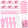 Haishell 30 pezzi kit sera pigiama ragazza regalo 6 elastici carini per donne 6 spa maschere di sonno peluche rosa 6 bicchieri glitter riutilizzabili 6 fasce per il trucco 6 kit di trucco