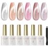 ROSALIND Smalto Semipermanente Unghie Cat Eye, 6 Colori Jelly Magnetico Gel Marrone Rose Viola Smalti Semipermanenti per Unghie,Soak Off UV/LED Brillantini Cateye Smalto Gel Nail Art Manicure