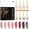 CANNI Smalto Gel Semipermanente Glitter Cat Eyes Magnetico Galassia rosa, viola, grigio, brillante, 8 colori, Glitter Gel Nail Polish Soak Off Manicure