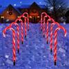 Epesl Canna di Caramella Luci da Giardino, 10 Pezzi 53cm Bastoncino di Zucchero Luci del Paesaggio All'aperto, Funzione di Memoria 8 Modalità di Casa Decorazioni Natalizie Luce a stringa di Natale - Rosso