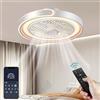 ASJK Plafoniera con ventilatore, ventilatore da soffitto con illuminazione, app e telecomando; 72 W, 7200 lm, dimmerabile, per soggiorno, camera da letto e sala da pranzo, 6 velocità, timer, Bianco